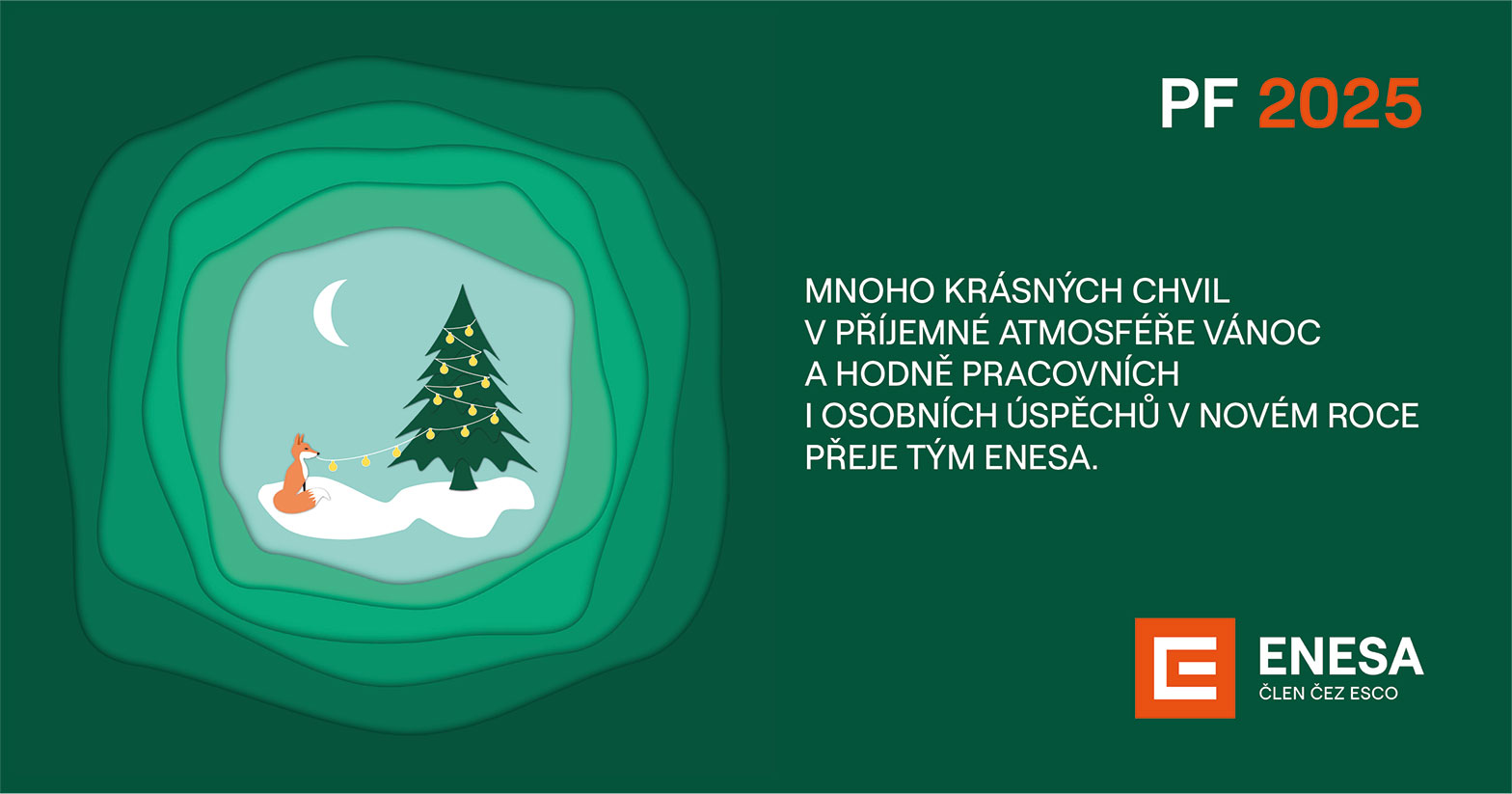 V nadcházejícím roce 2025 vám přejeme mnoho radostných chvil plných světla a pohody. Děkujeme za spolupráci a těšíme se na další společné úspěchy
Enesa a.s.