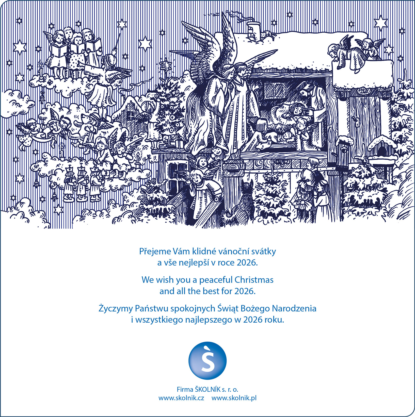 Přejeme Vám Veselé Vánoce a především zdraví v celém Novém roce 2026. Firma ŠKOLNÍK s.r.o.